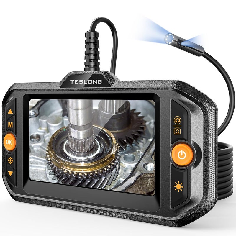 Teslong Dual Lens Endoscope with Light, Mechanic Borescope Inspection Camera, Fiber Optic Scope, Flexible Snake Probe for Automotive, HVAC, Wall & Home Inspections (16.5FT) - Image 1